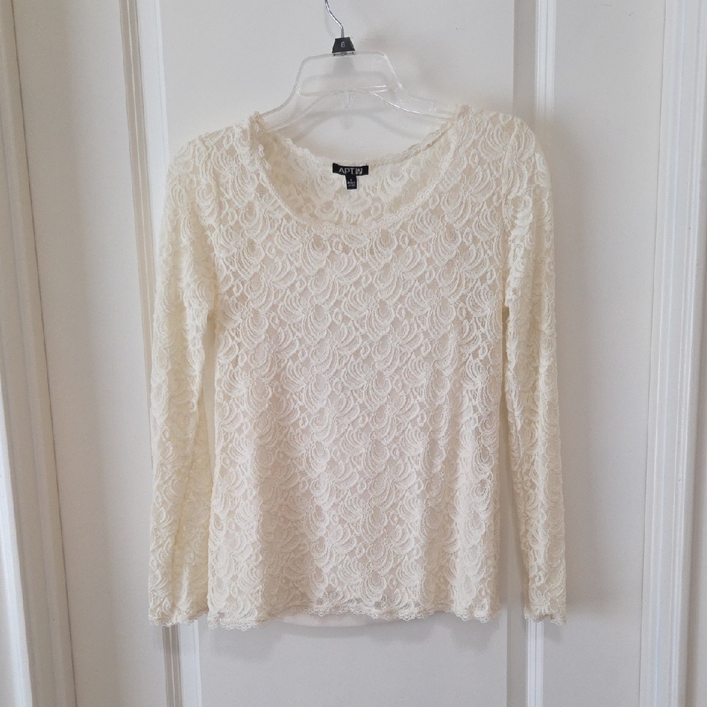 Apt. 9 Long Sleeve Lace Top with Built in Cami, S